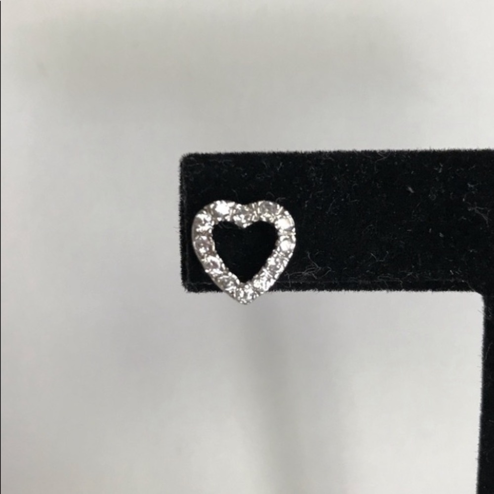 Heart CZ Earrings set in Sterling NWOT Stunning! - Picture 2 of 8
